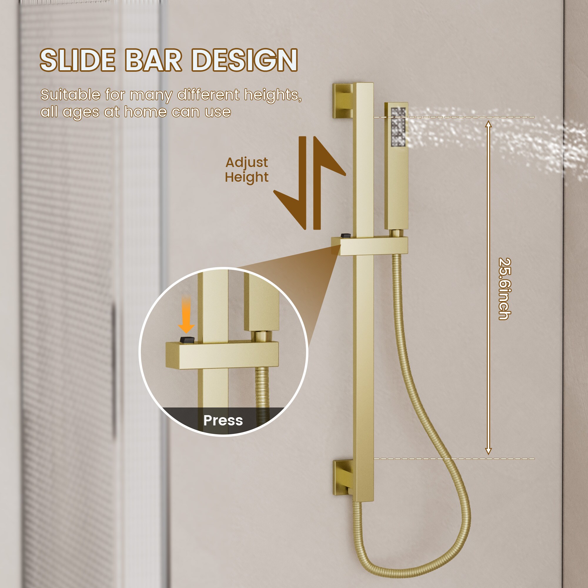 CASAINC CA-A4371-BG Showerhead-Bar-Panels - View #6