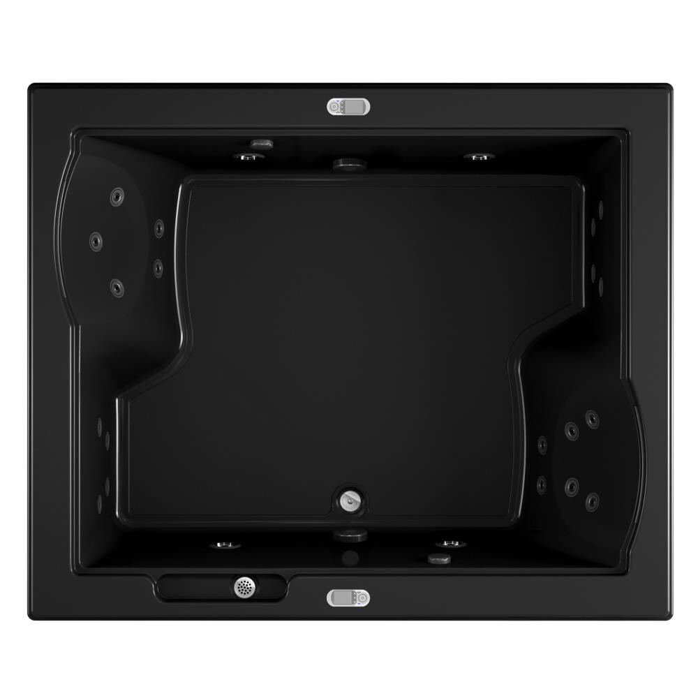 Jacuzzi KQ40917 FUZION 59.75-Inches x 71.75-Inches Black Acrylic Rectangular Drop-in Whirlpool tub Drain ( Front center Drain )