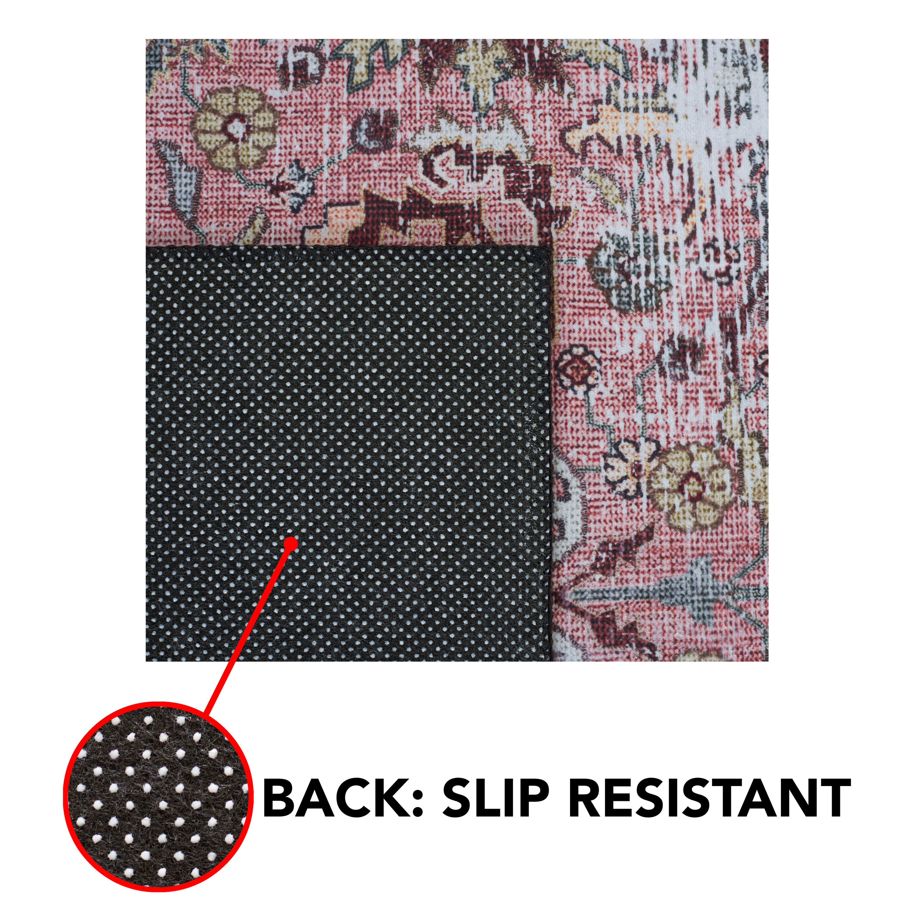Easy-Care Tucson 4' x 6' Pink/Beige Washable Rectangular Rug