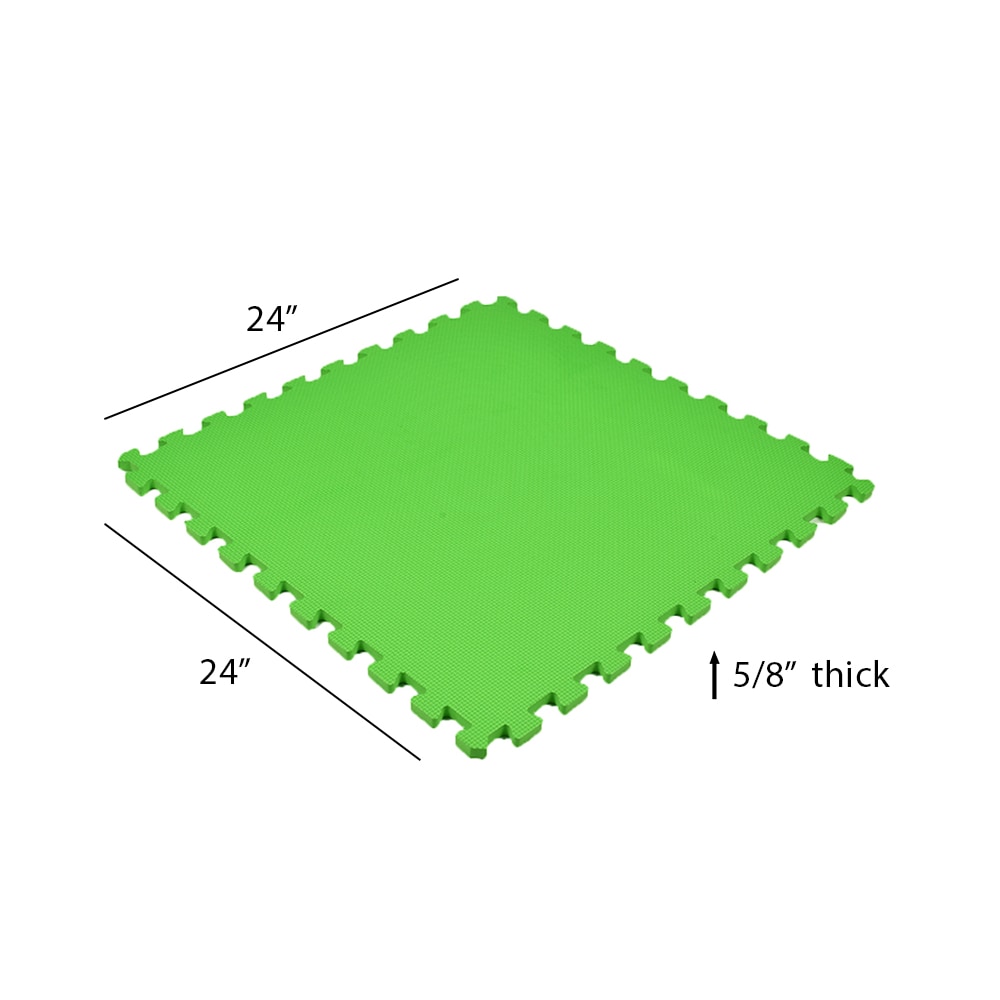 Greatmats Foam Kids and Gym Mats Premium 2x2 ft x 5/8 inch Lime Green Case of 15