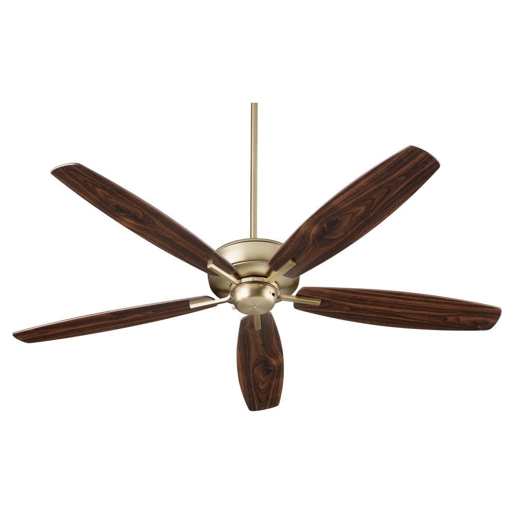 Quorum International 7060-80 Breeze 60-in Aged Brass with Dark Oak Blades Ceiling Fan Without Light ( 5 -Blade )