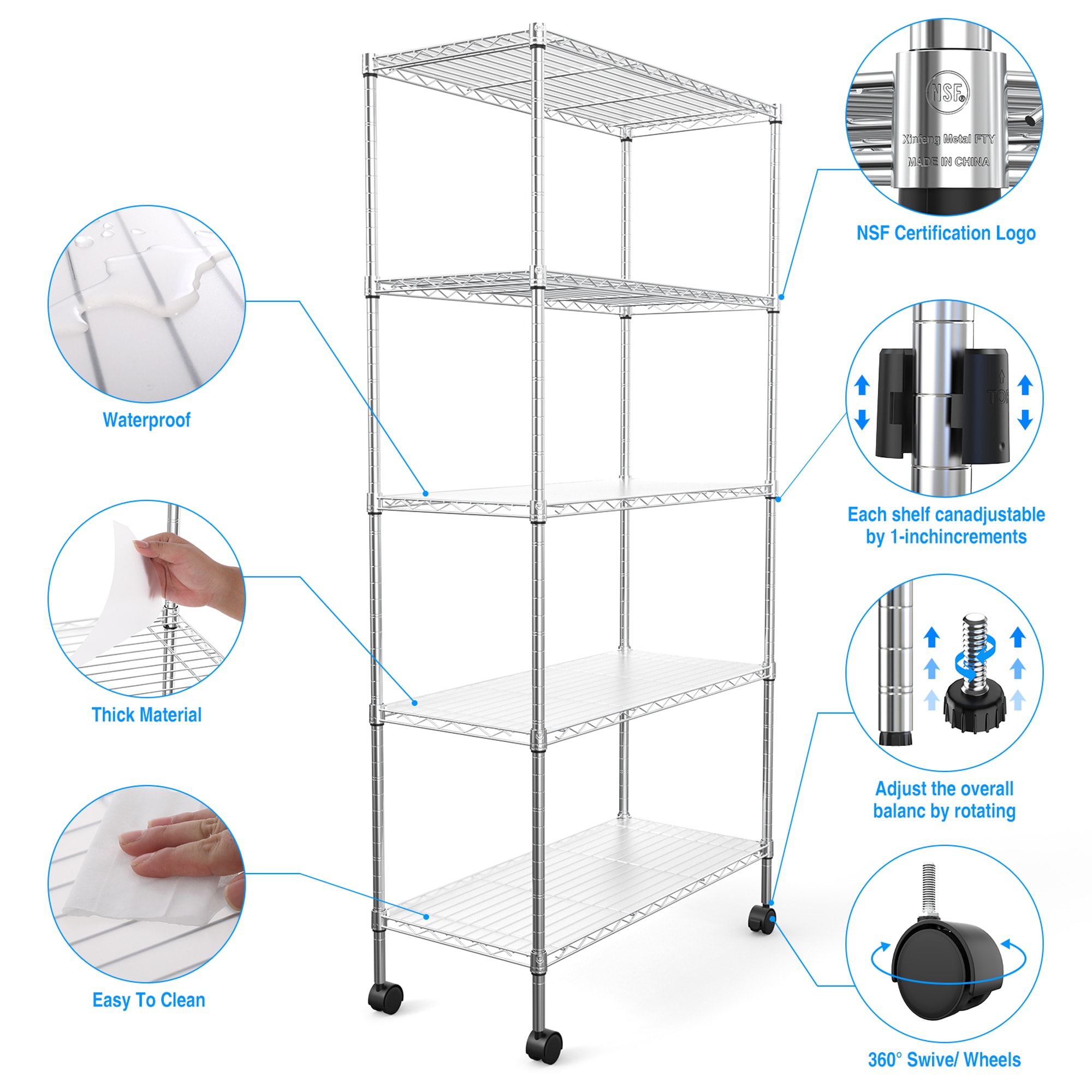 Gaierptone Metal Heavy Duty 5-Tier Utility Shelving Unit (30-in W x 14 ...