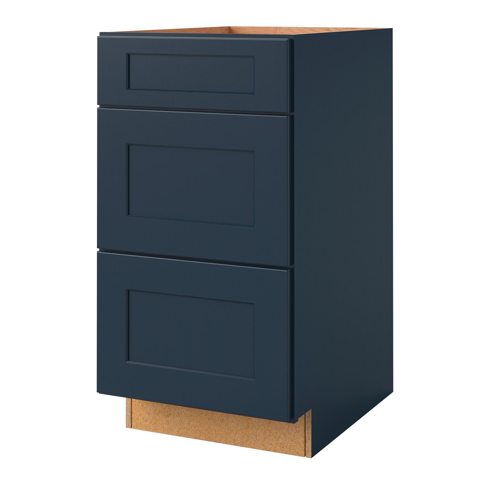 Port 18-in W x 34.5-in H x 24-in D Navy 3-Drawers Base Fully Assembled Cabinet (Flat Panel Style) in Blue | - allen + roth 21180NV