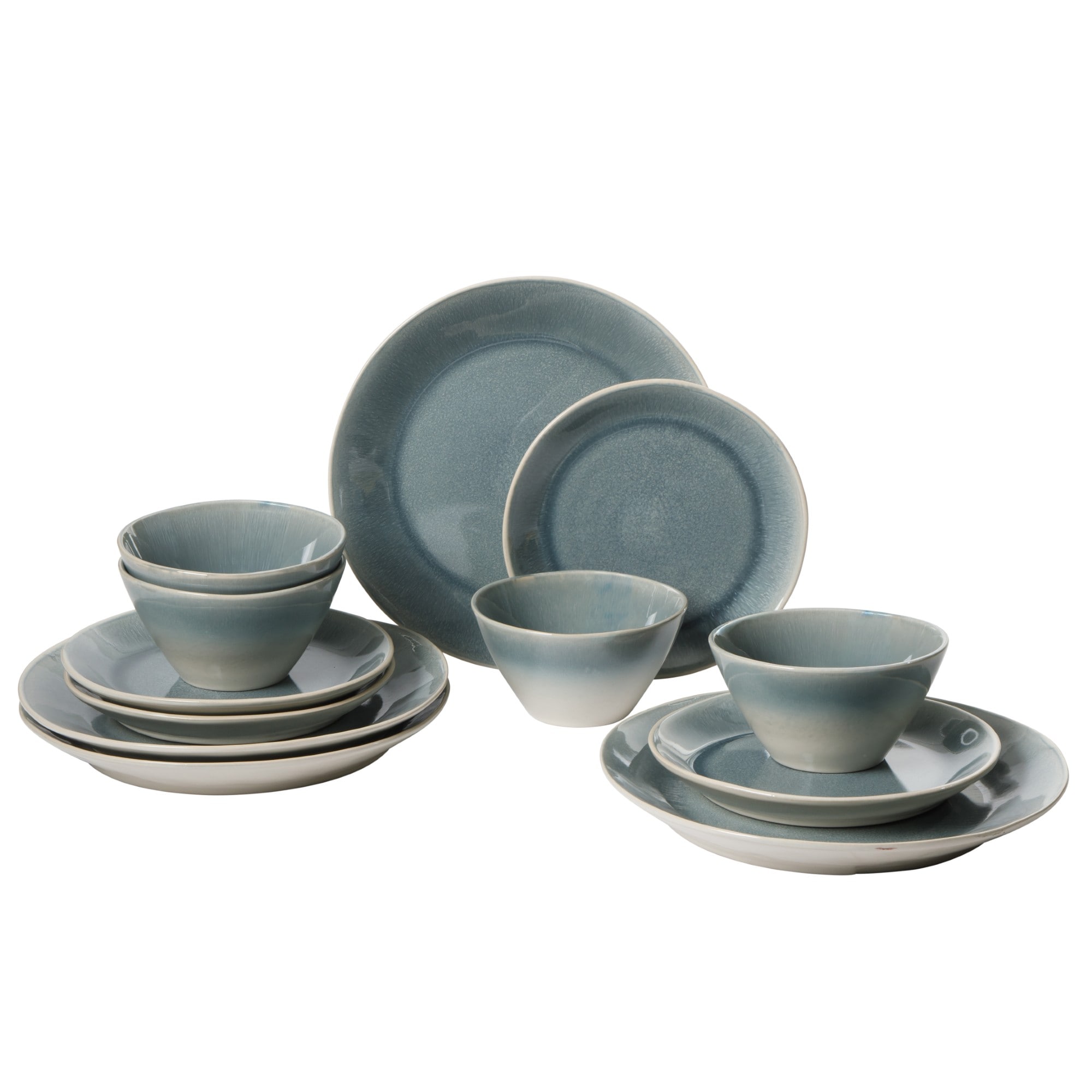 Gibson Elite  12 Piece Stoneware Dinnerware Set Service for 4 Reactive Glaze Finish