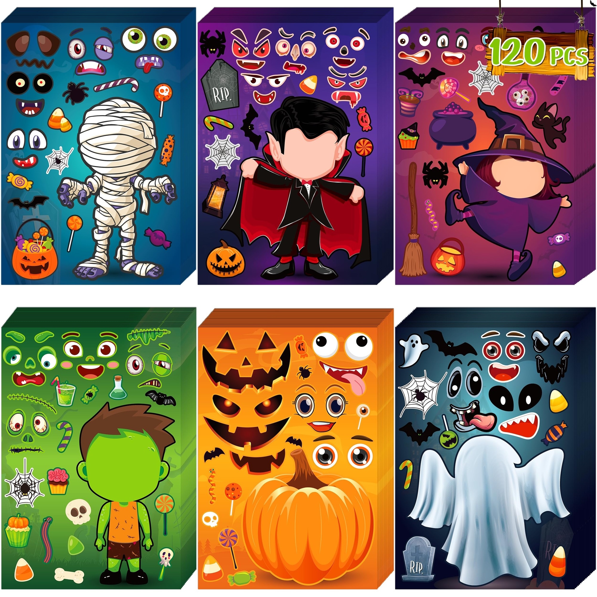 Anqtovp  Halloween Stickers 120 Sheets Kids Crafts Goodie Treat Bag Fillers Party Activities durable home and garden accessory designed for