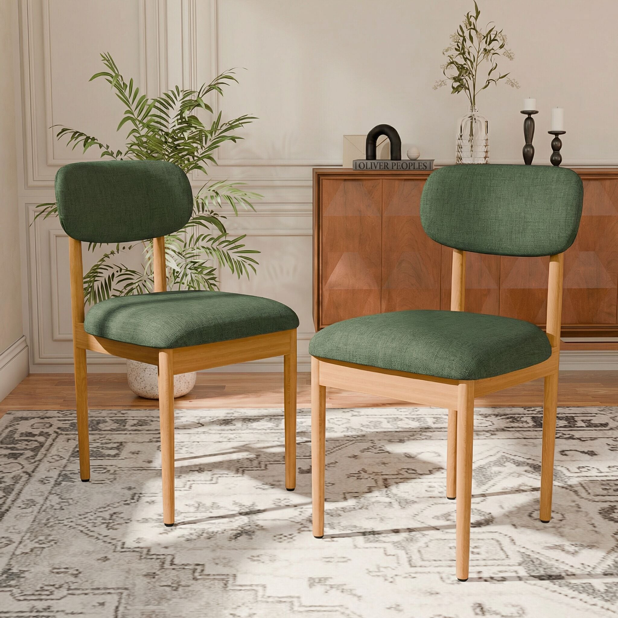 Dovelina 31-in H x 18-in W x 21-in D Dining Chairs Kitchen Chairs with Wood Legs Set of 2