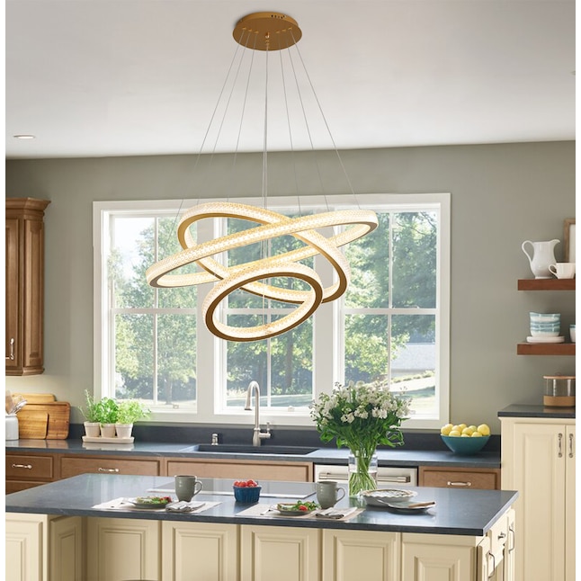Aiwen 3 Light Gold Modern Contemporary Led Dry Rated Chandelier In The Chandeliers Department At Lowes Com