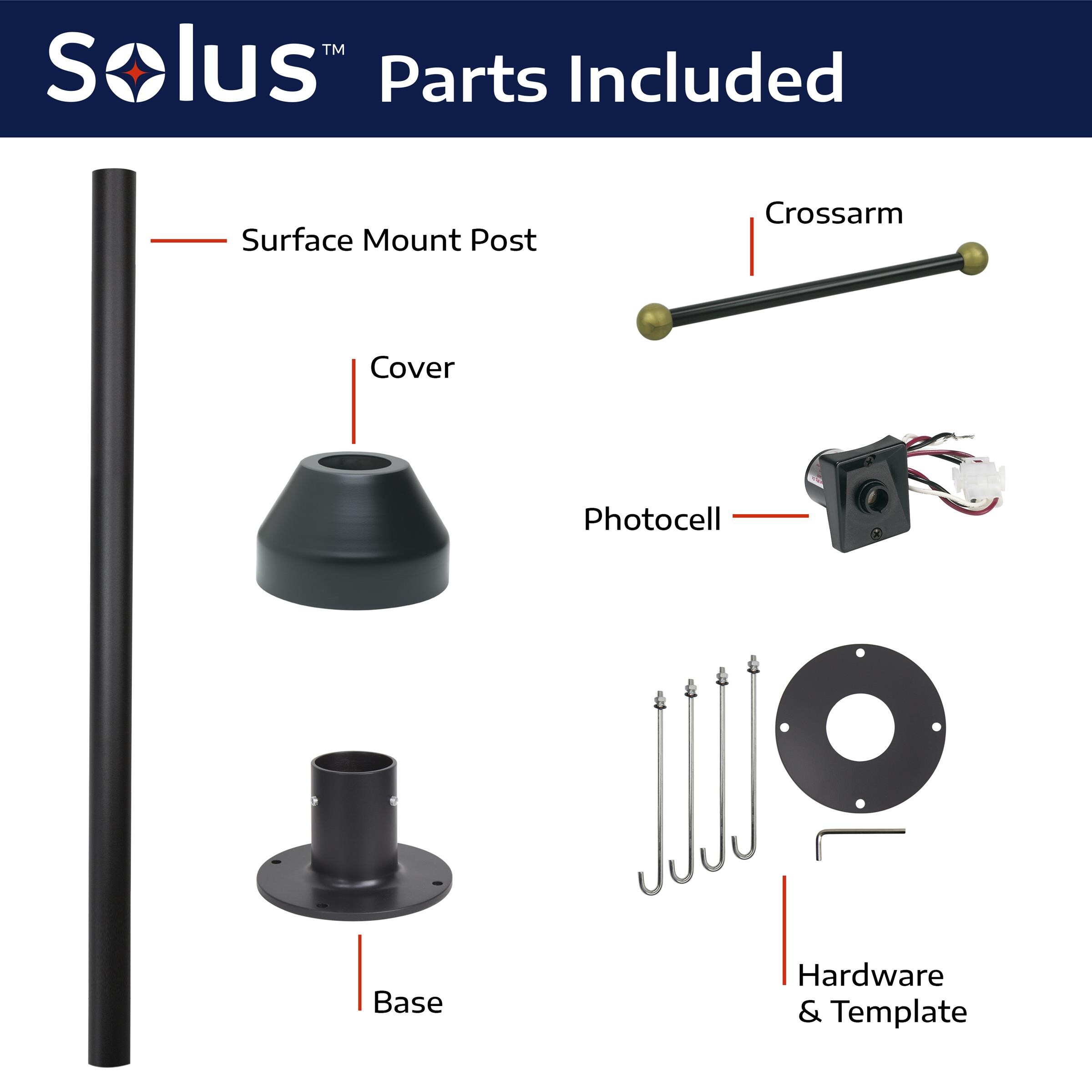 Black 6 ft. Aluminum Outdoor Lamp Post with Cross Arm and Dusk-to-Dawn Photocell