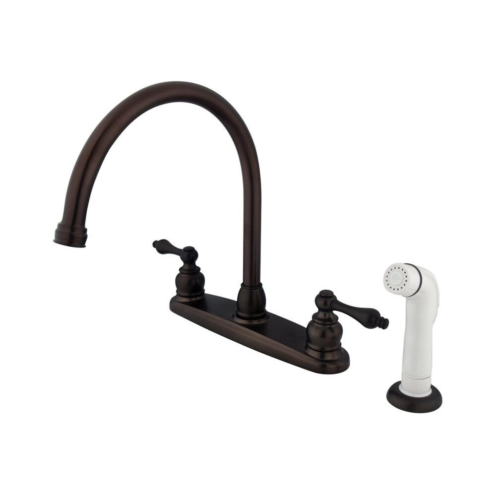 Victorian Oil-Rubbed Bronze 2-handle High-arc Kitchen Faucet with Deck Plate and Side Spray Included | - Elements of Design EB725AL