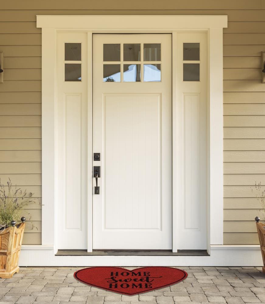 Heart-Shaped Red Coir Outdoor Doormat, 18x30 inches