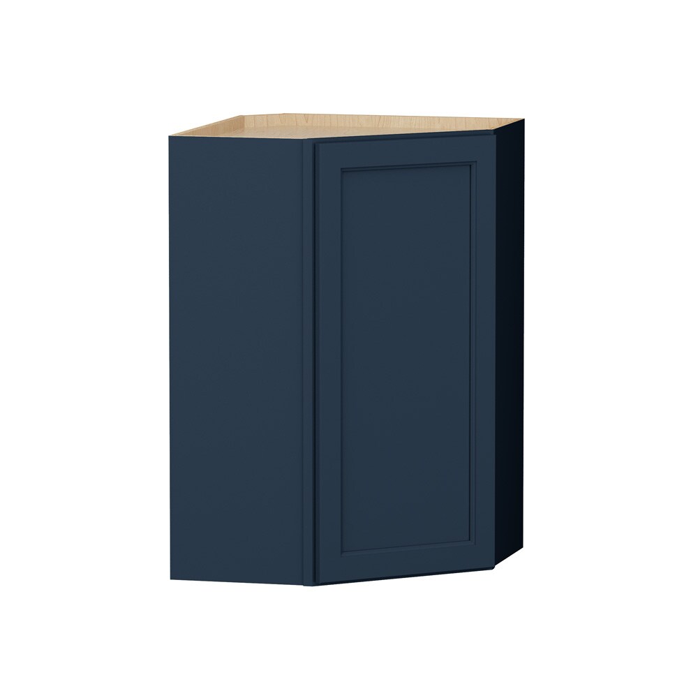 Shenandoah Glasson 24-in W x 36-in H x 12-in D Navy Painted Diagonal Corner Wall Fully Assembled Cabinet Recessed Panel Transitional