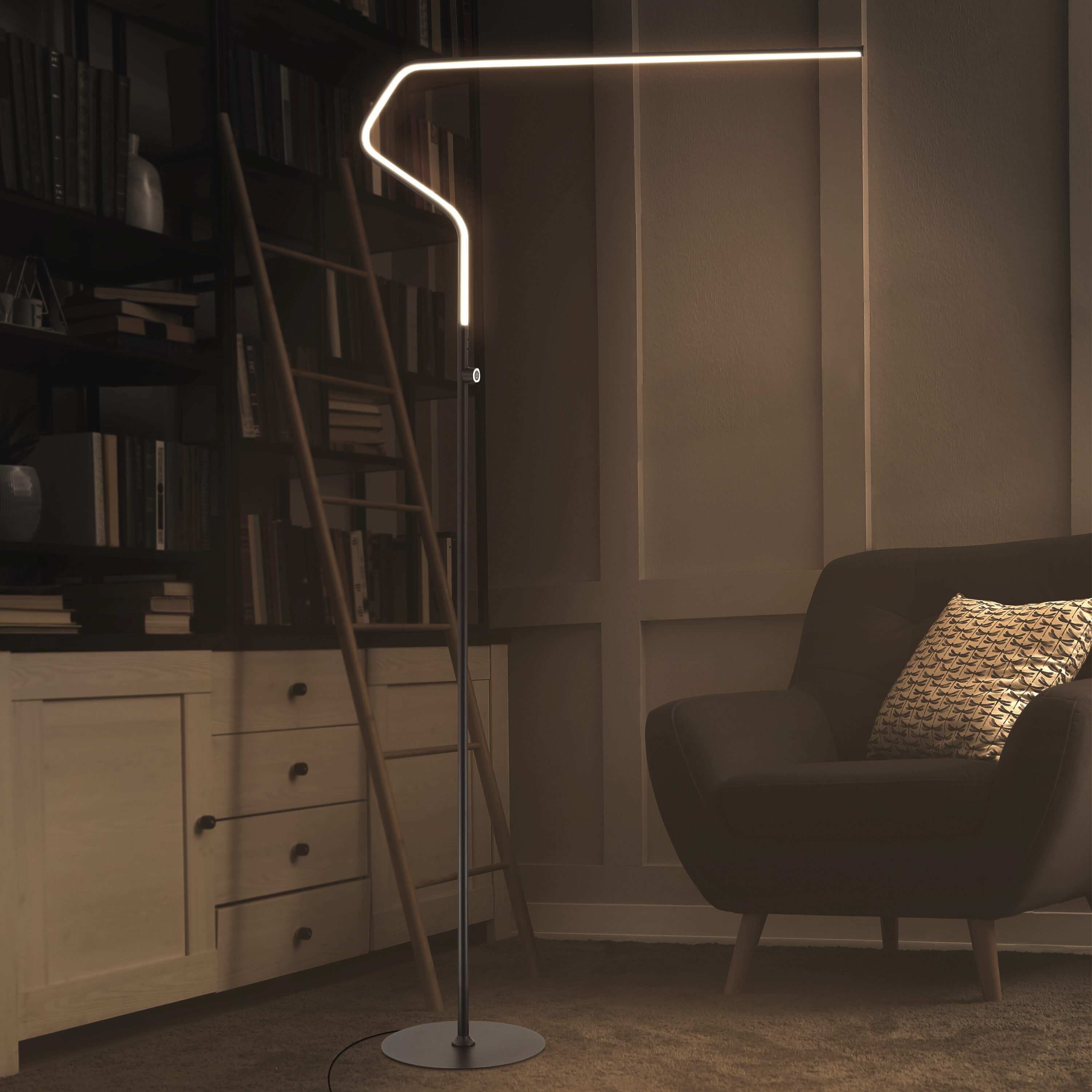 JONATHAN  Y JYL7020B Julian Integrated Minimalist 65.25-in Black Stick Floor Lamp with No shade Shade