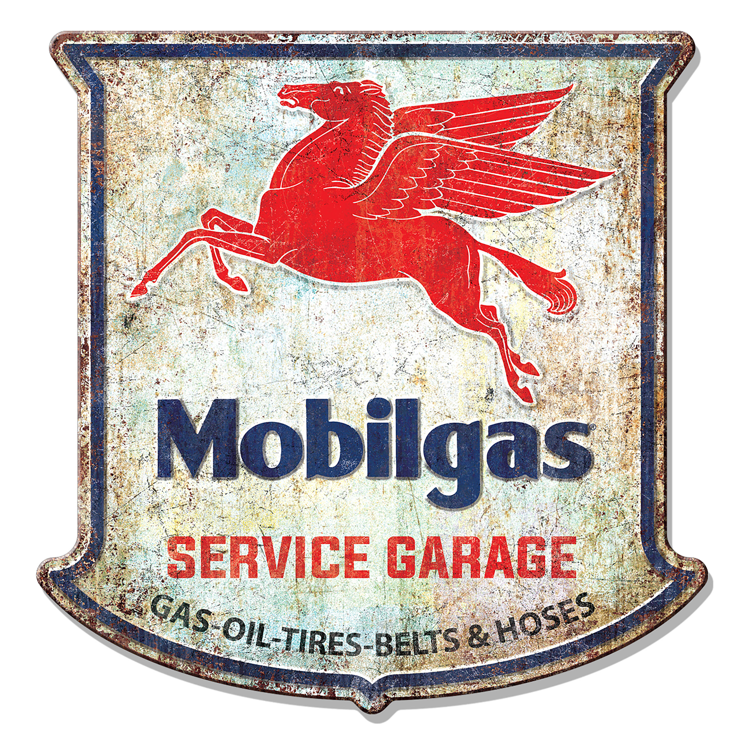 Mobil W4006  Gas MDF Sign Natural 23-Inches H x 23-Inches W Vintage/Retro Sign