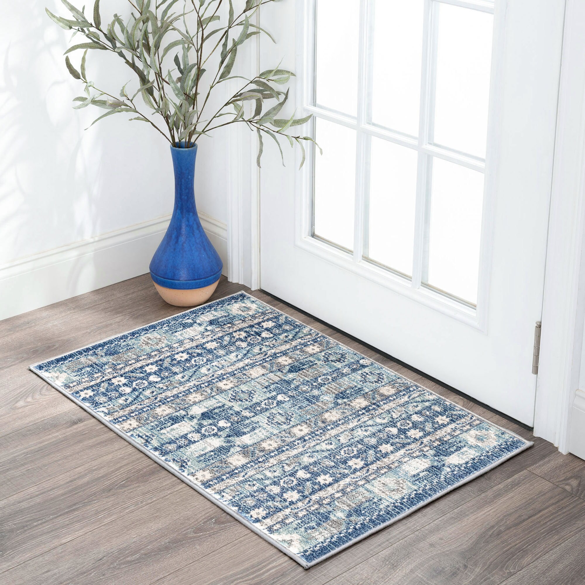 Tayse GRD6307 2X3 Garden 2 x 3 (ft) Loomed Polypropylene Navy Rectangular Indoor Throw rug