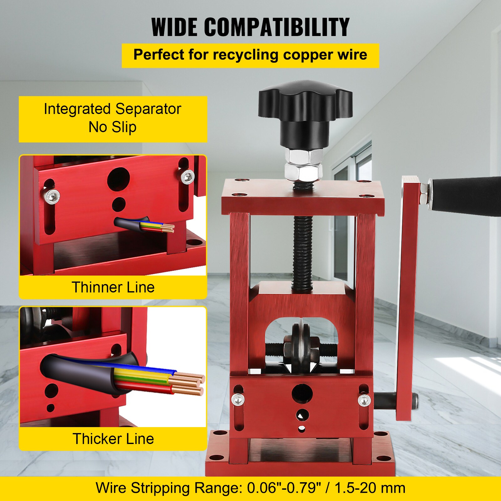 VEVOR Hand-Operated Scrap Wire Stripper 1.5-20mm Range Crafted