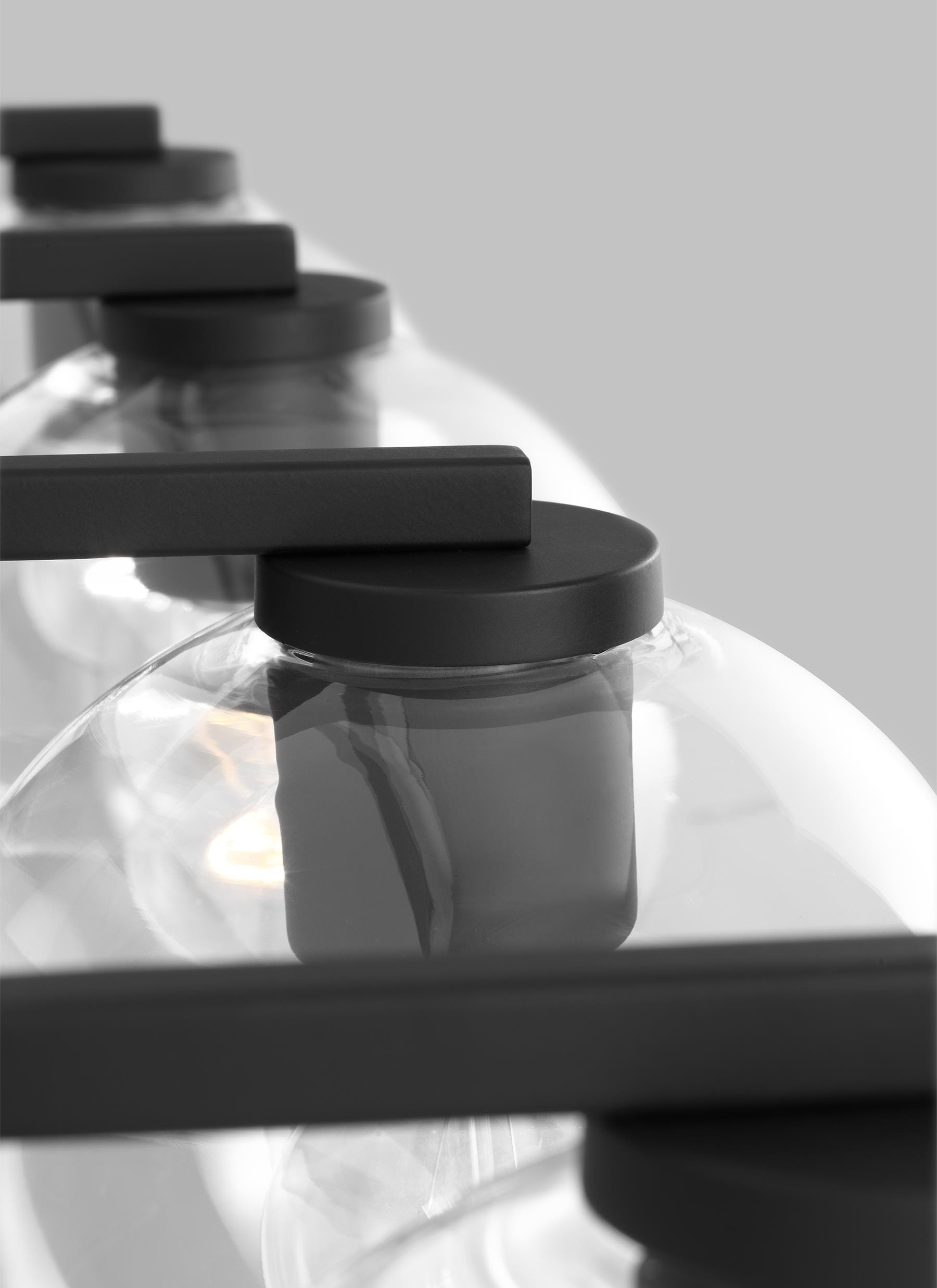 Midnight Black Clear Glass 4-Light Vanity Fixture