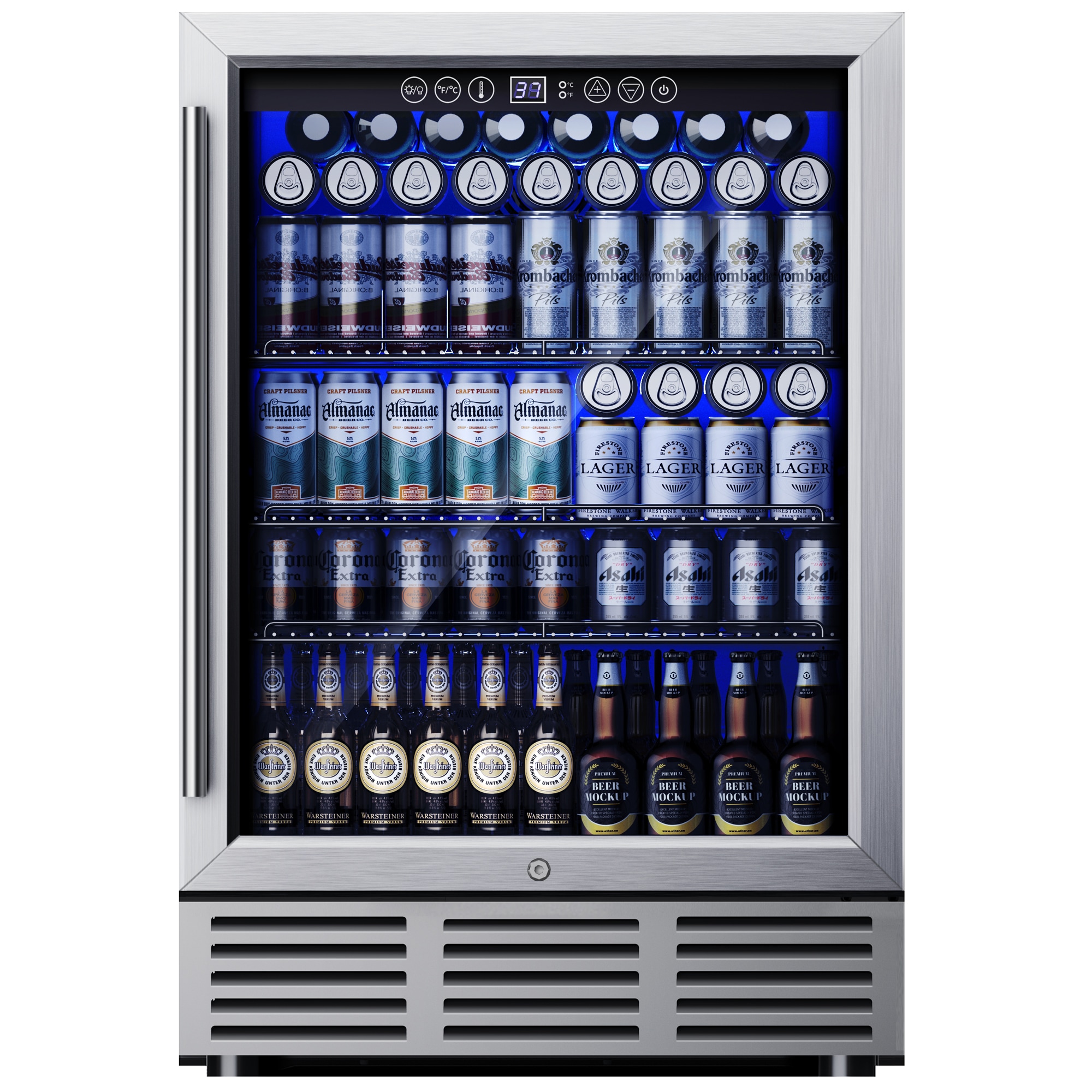 SIMZLIFE BRUC-SD53 23.5-in W 180 -Can Capacity Silver Built-in/Freestanding Indoor Beverage Refrigerator with Glass Door