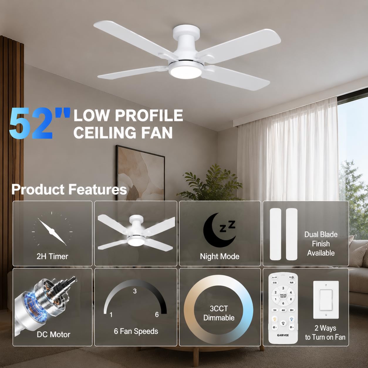 GarveeLife CLJ-YHI8SO-6BHO23J9 Ceiling-Fans - View #3