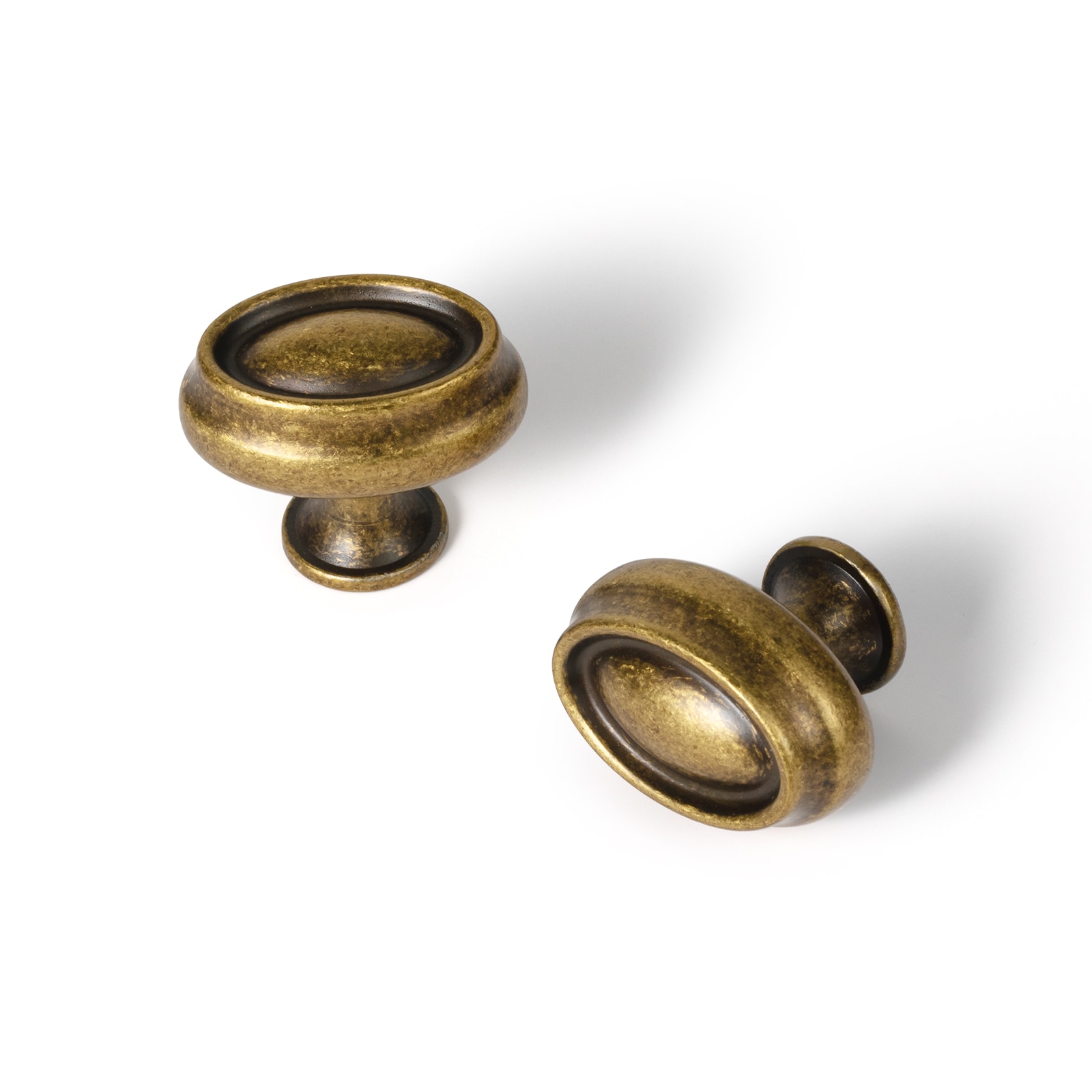 Miaokesen 9265GT-KNOB-12 1-2/5-in Antique Brass Round Classic Cabinet Knob 12 -Pack