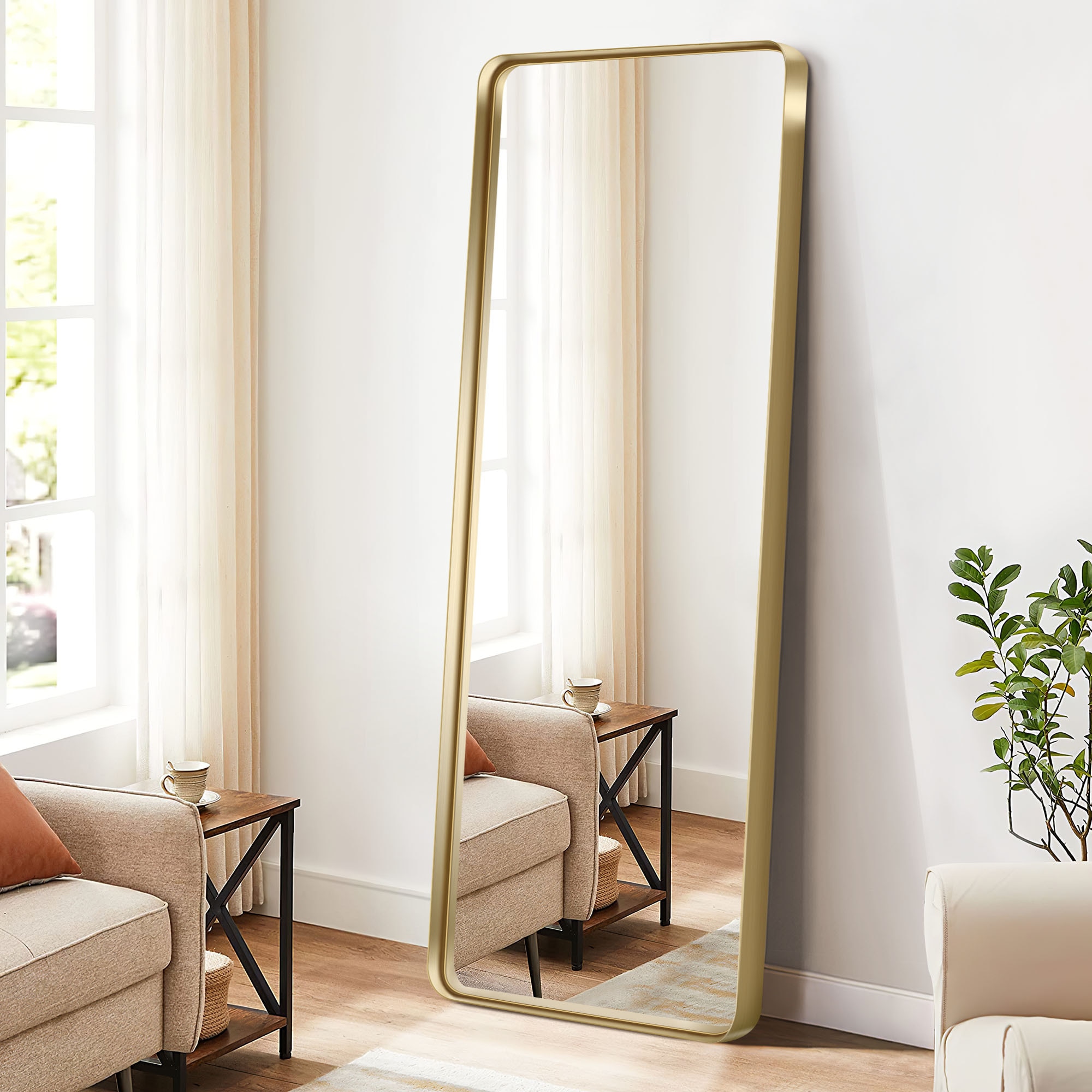 28-in W x 71-in H Gold Framed Full Length Wall Mirror in the Mirrors ...