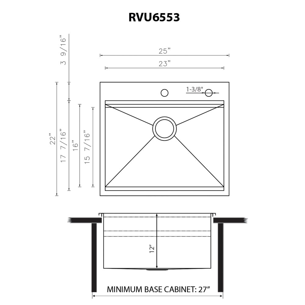 Ruvati 25-in x 22-in 1-Basin Stainless Steel Drop-In Laundry Sink with ...