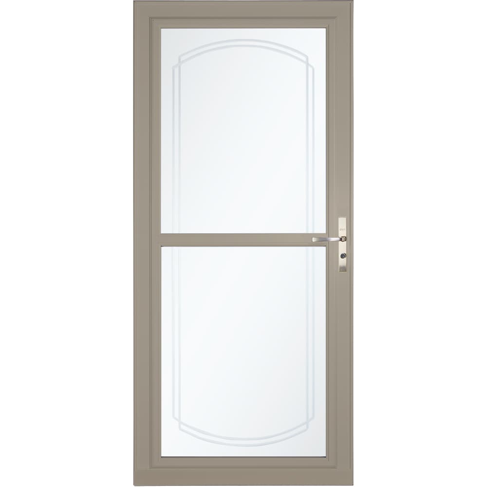 Tradewinds Selection 36-in x 81-in Sandstone Full-view Retractable Screen Aluminum Storm Door with Brushed Nickel Handle in Brown | - LARSON 1461409217S