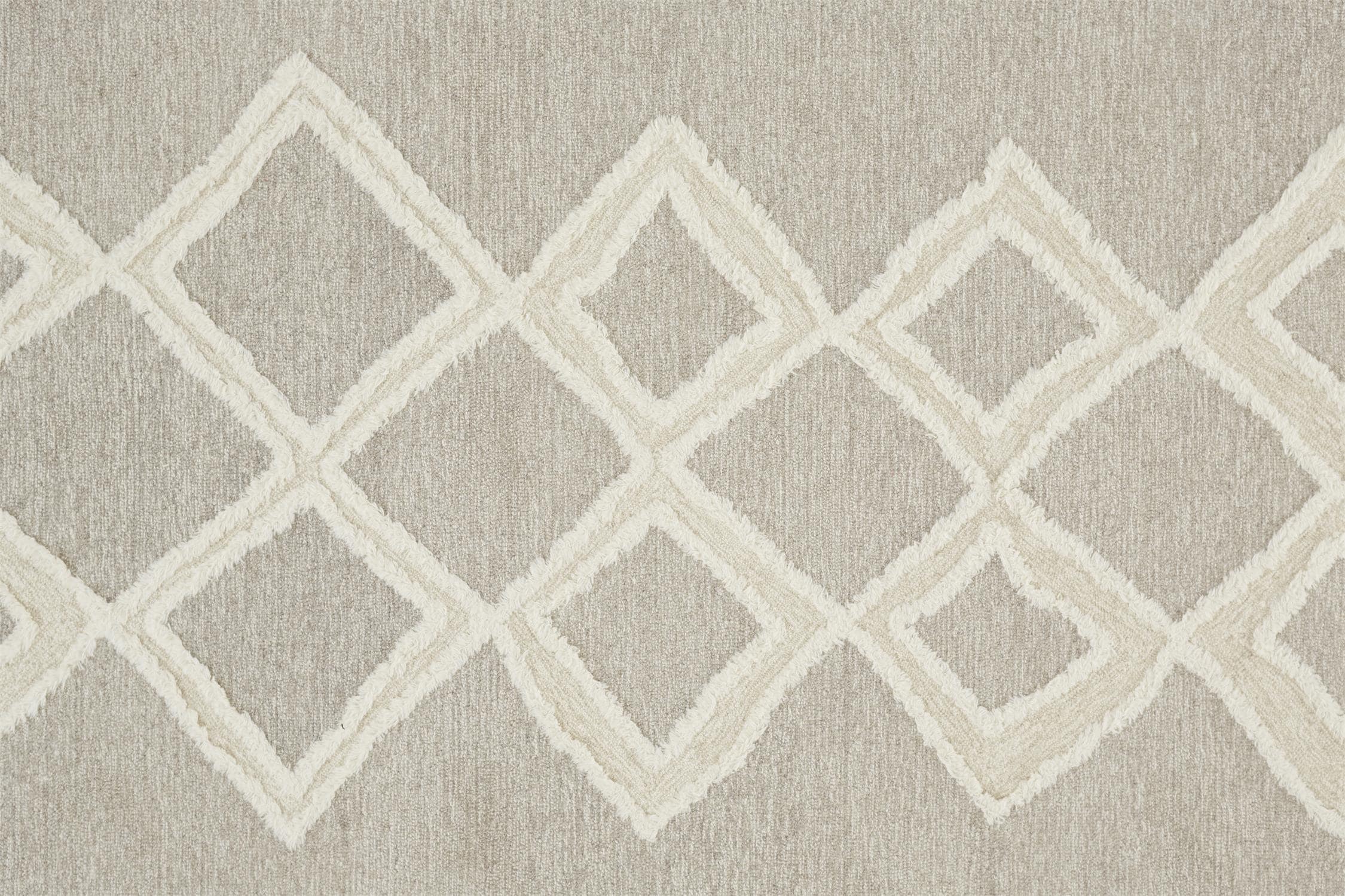 Hand-Tufted Gray and Ivory Wool Geometric Area Rug, 5' x 8'