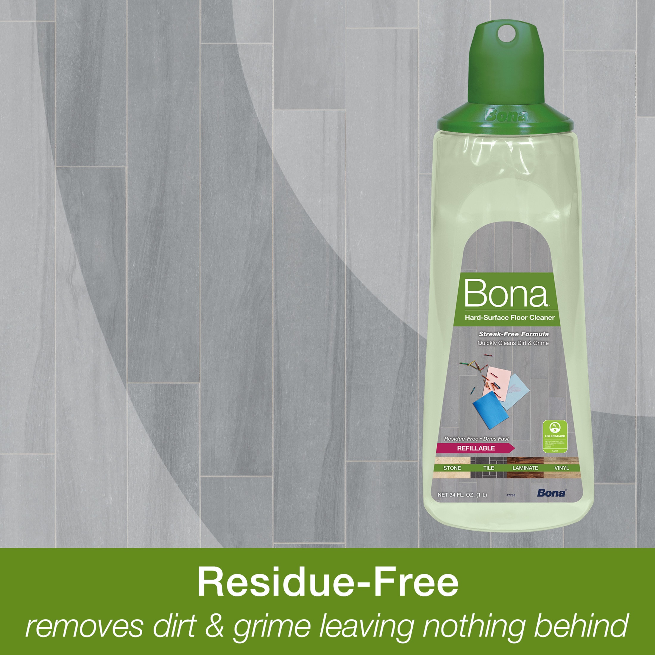 Bona Multi-Surface Floor Cleaner Refill - 128 fl oz - Unscented - Refill  for Bona Spray Mops and Spray Bottles - Residue-Free Floor Cleaning  Solution