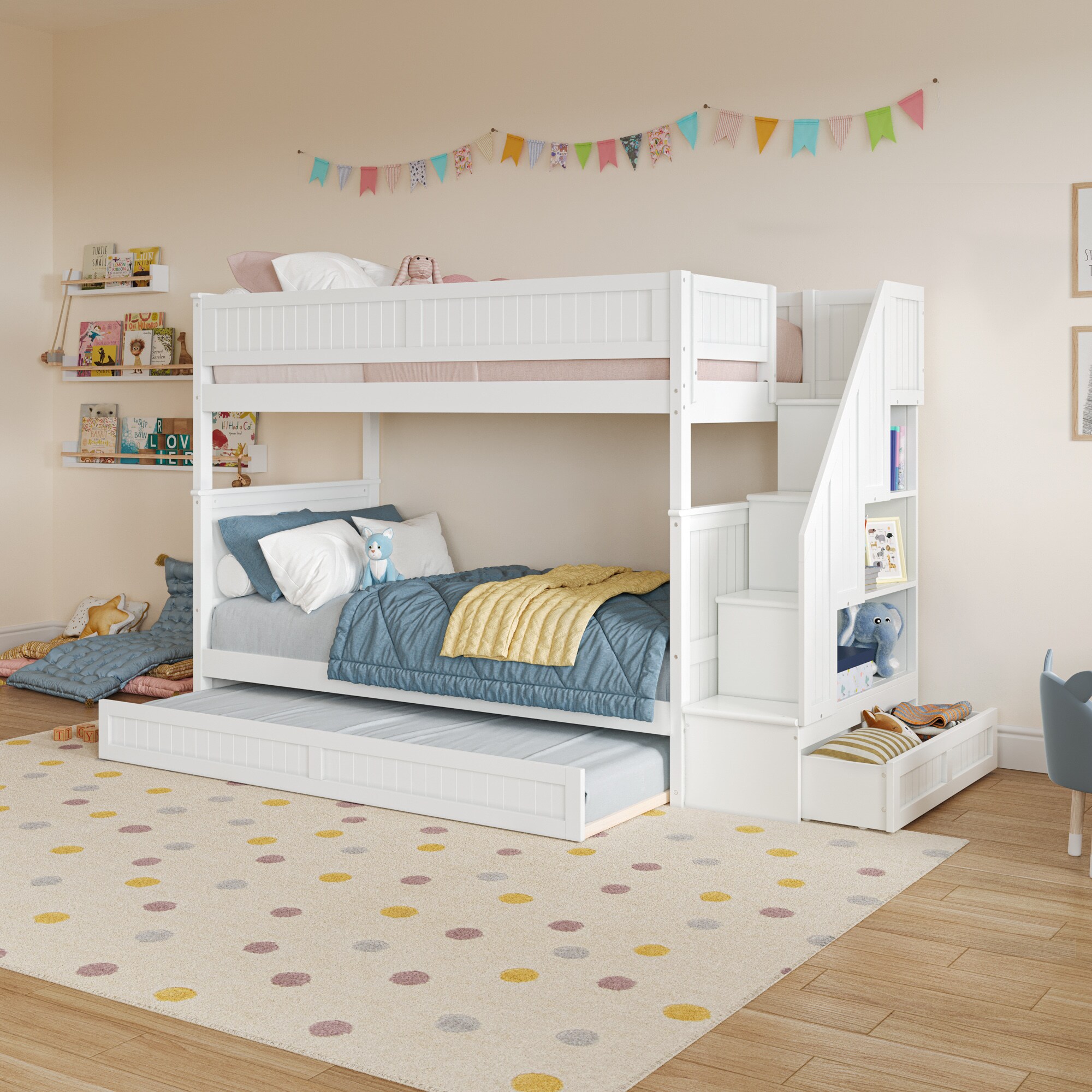 AFI AB68682 Dover Bunk Bed White Twin over twin Bunk Bed