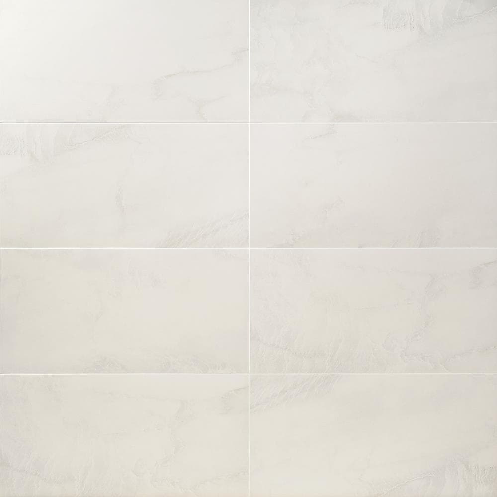 Artmore Tile Primary Marble Arabescato 12-in x 24-in Satin Porcelain ...