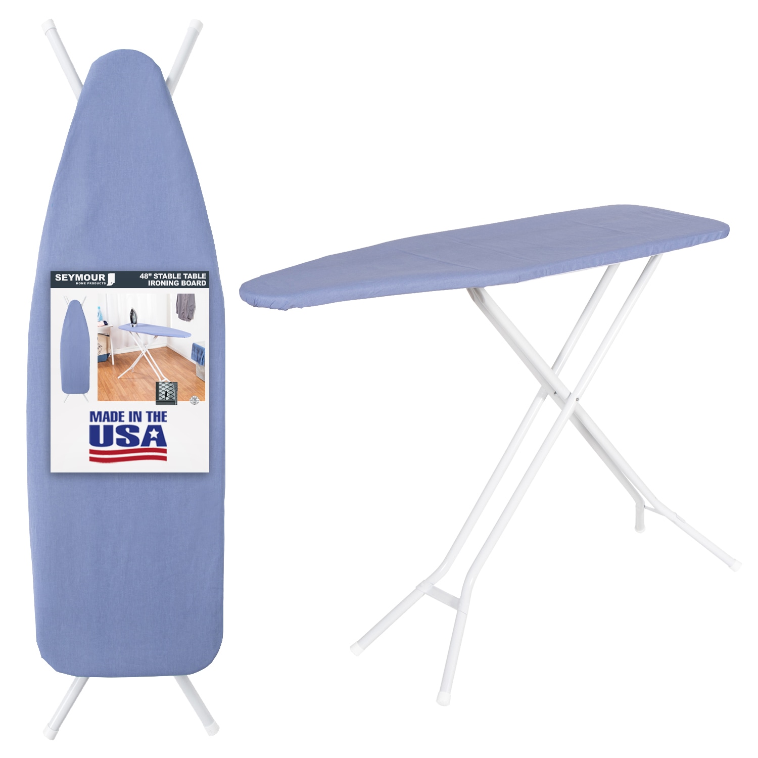 SEYMOUR HOME PRODUCTS 8144036 Blue Freestanding Folding ironing board ( 53.75-Inches x 14.25-Inches x 36-Inches )
