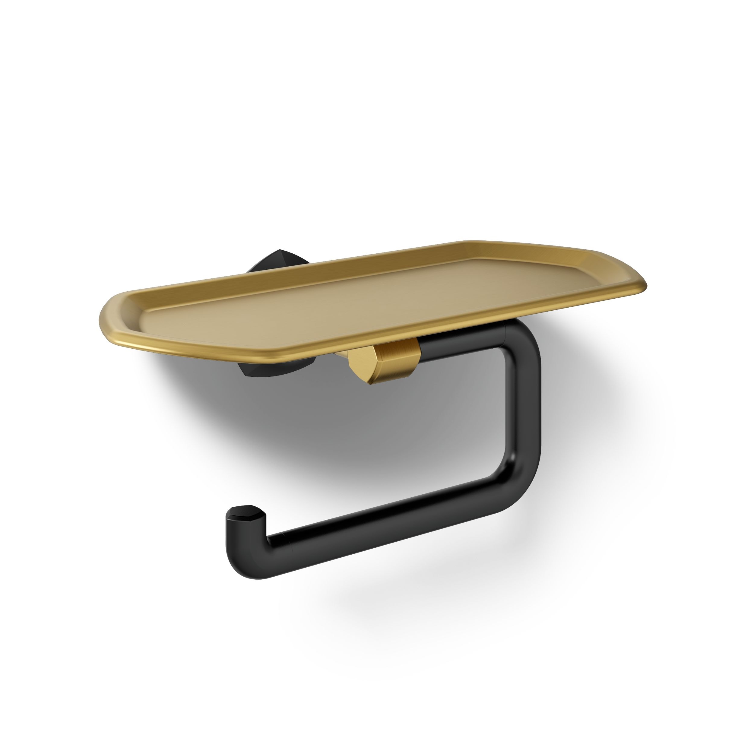 KOHLER Occasion Matte Black with Brushed Moderne Brass Recessed Pivot Toilet Paper Holder 1 -Rolls