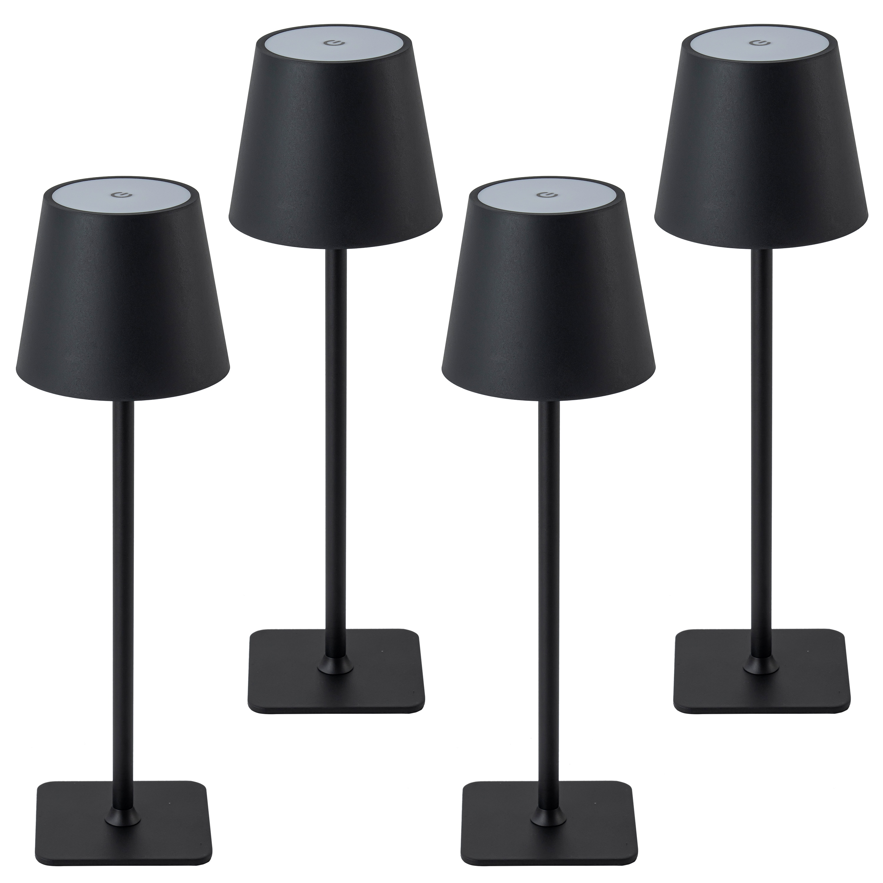 C Cattleya LCA2615-4TM 14 Matte Black LED Touch Table Lamp with Plastic Shade 4 -Set