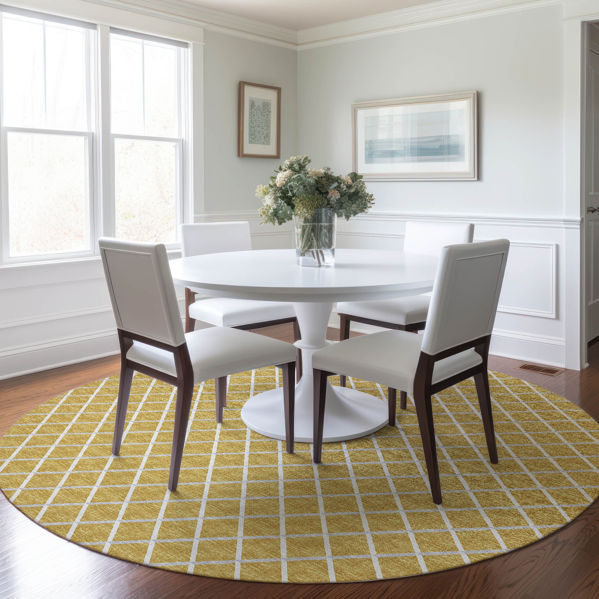 Addison Rugs AMF140GO8RO Mayfield AMF140GO 8 x 8 (ft) Loomed Polyester Gold Round Indoor Geometric Machine washable Area rug