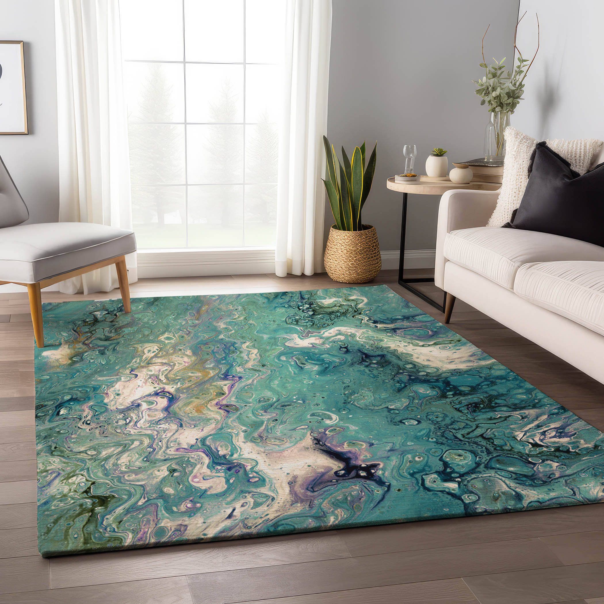 Addison Rugs AMF49SE10X14 Mayfield AMF49SE 10 x 14 (ft) Loomed Polyester Seaglass Rectangular Indoor Abstract Machine washable Area rug