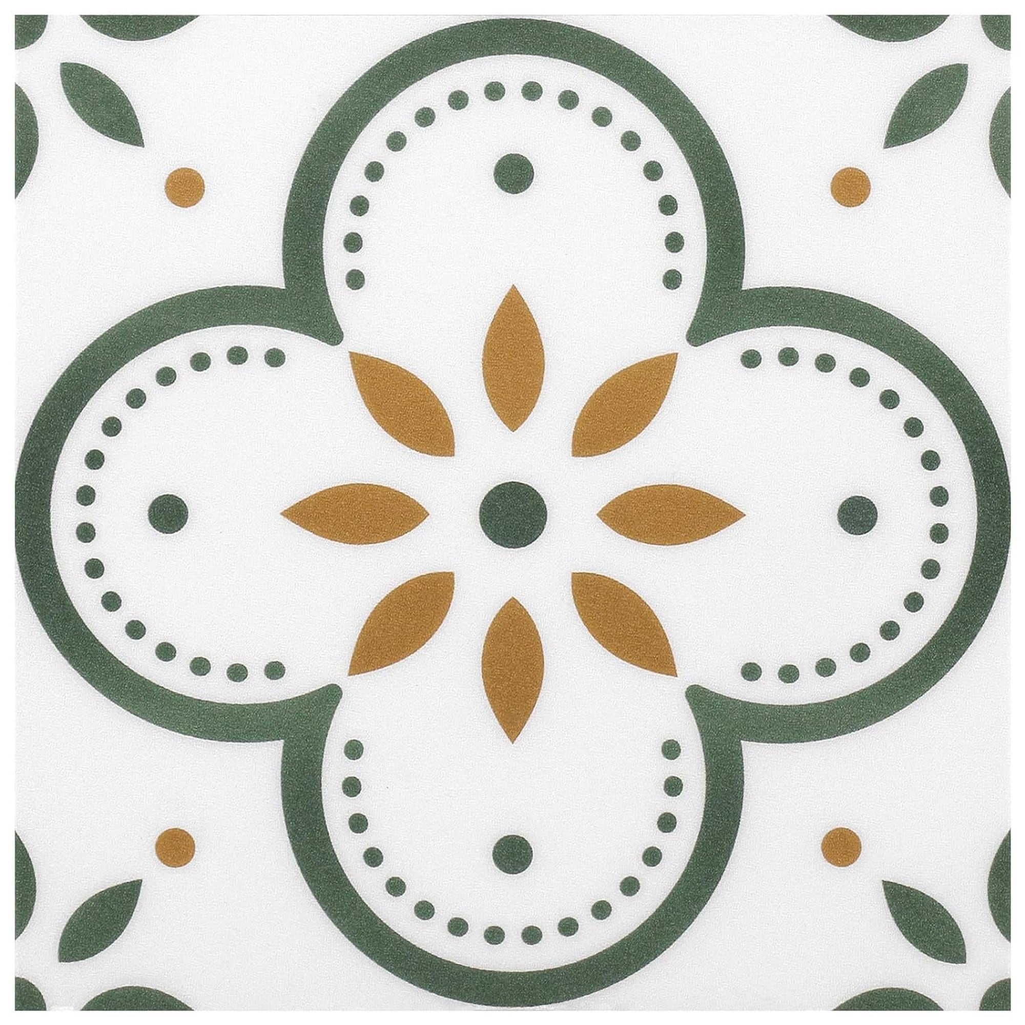 Numhew 8in x 8in 10-Piece Green Floral Peel and Stick Vinyl Floor Tile
