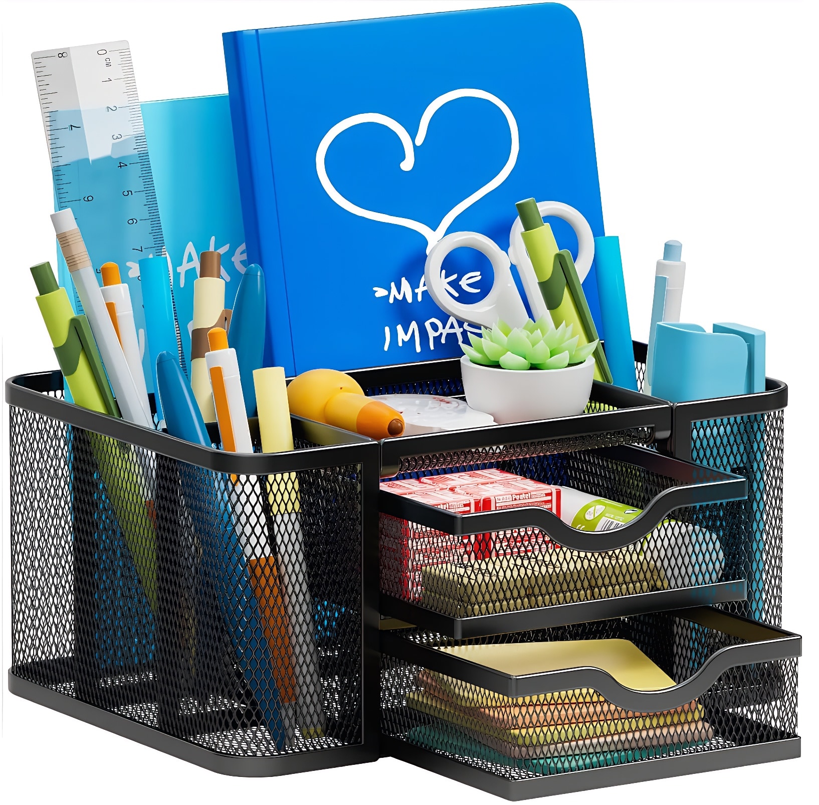 MiniEpic - White and Khaki 360 Degree Rotating Pencil Box Multi Use Desktop Organizer for Office ...
