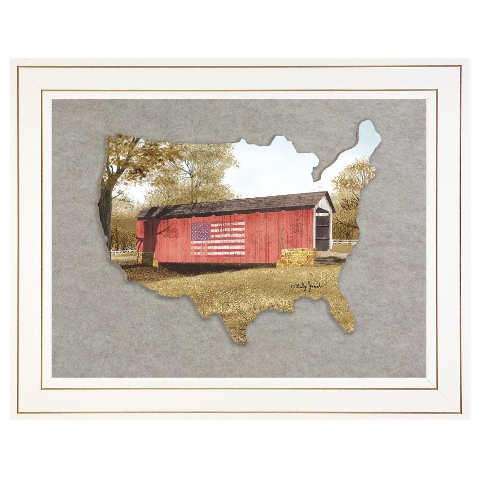 Trendy Decor 4U BJ446USA-E-226G White Wood Framed 15-in H x 19-in W Vintage/Retro Paper Print