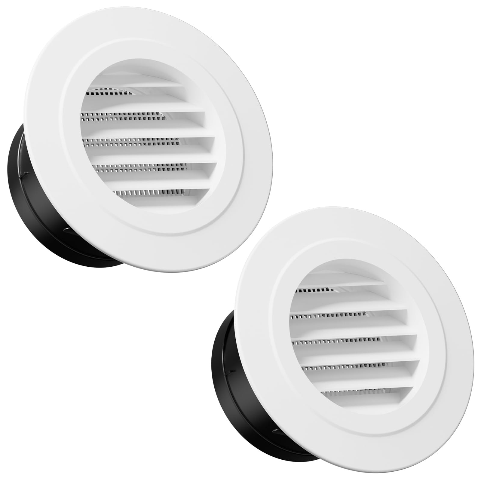 Aoibox  4 in Round Soffit Vents with Built In Screen Mesh ABS Plastic Louver Covers for Dryer Exhaust HVAC Unit