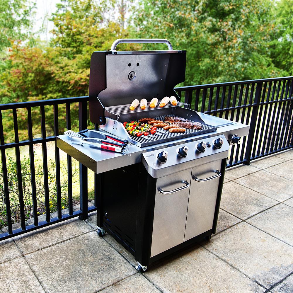 Char Broil Silver 4 Burner Liquid Propane Gas Grill with 1 Side