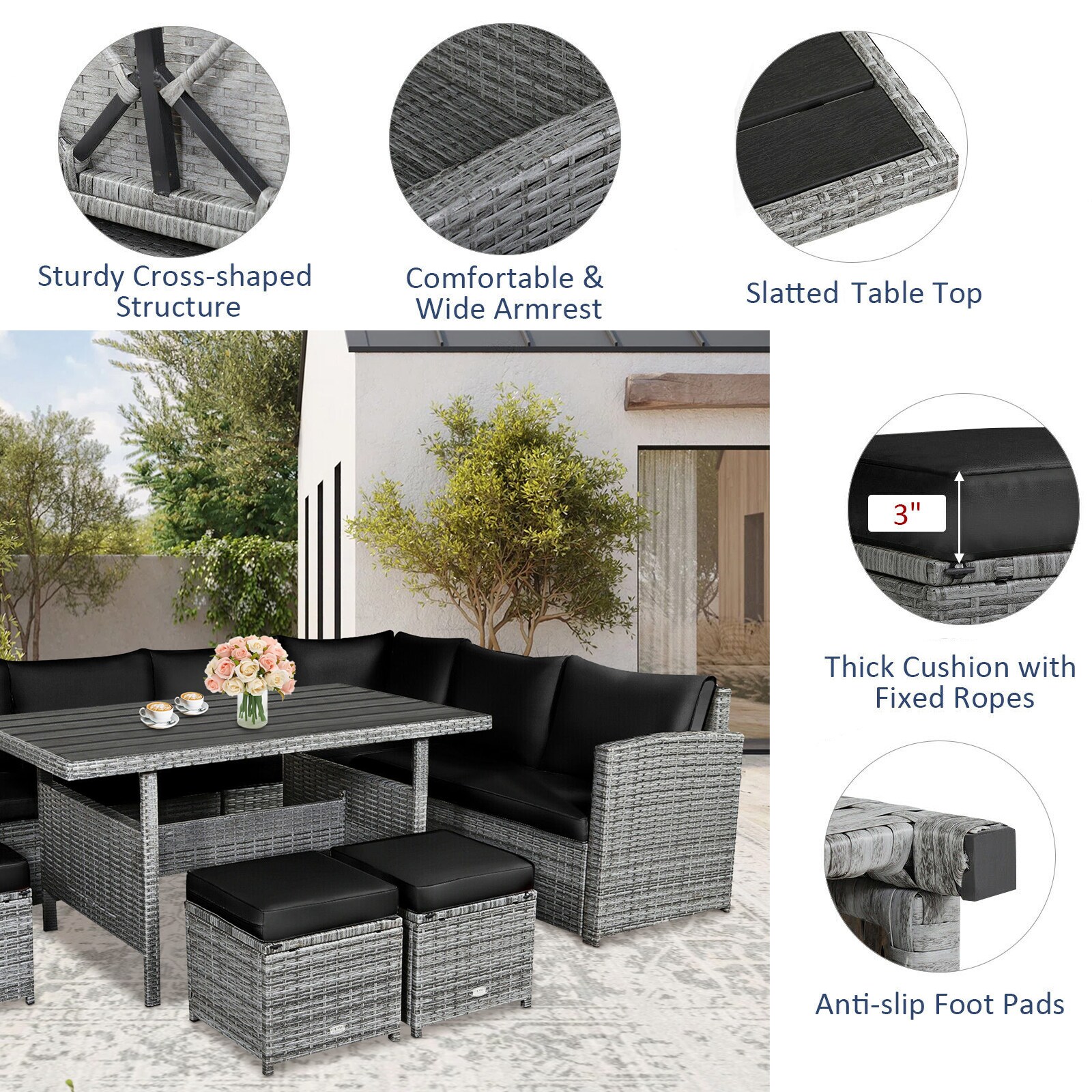 WELLFOR OUJ67190DBK+ Patio-Conversation-Sets - View #7