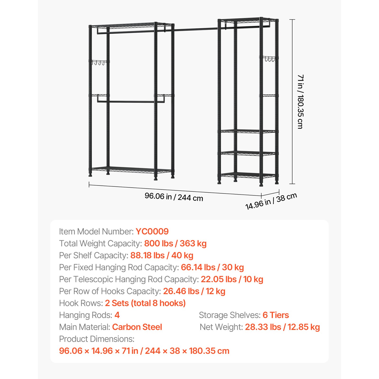 Mecale YAS-161W1D Garment-Racks - View #3