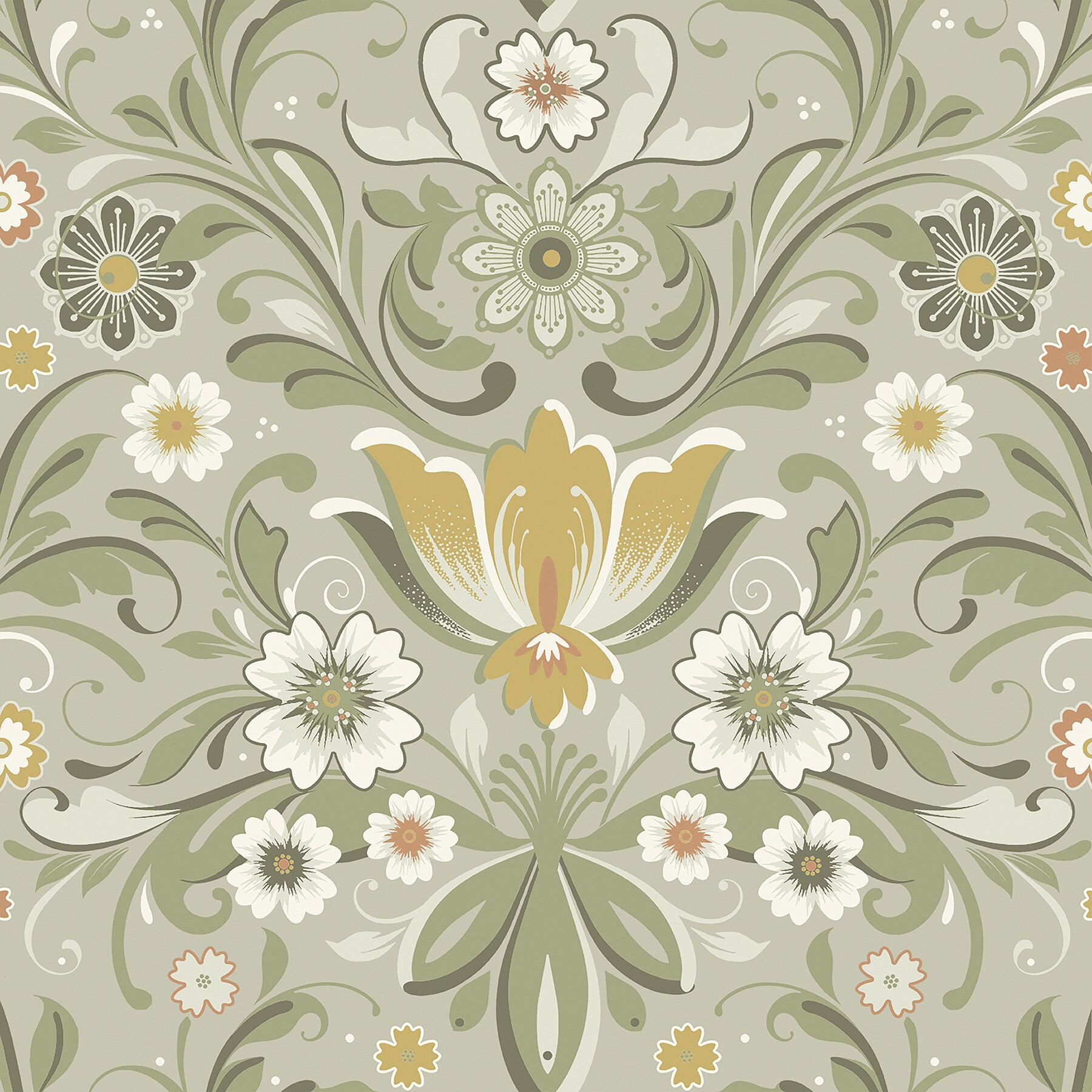 A-Street Prints 2999-24113 Annelie 57.5-Sq. Feet Green Non-woven Floral Unpasted Wallpaper