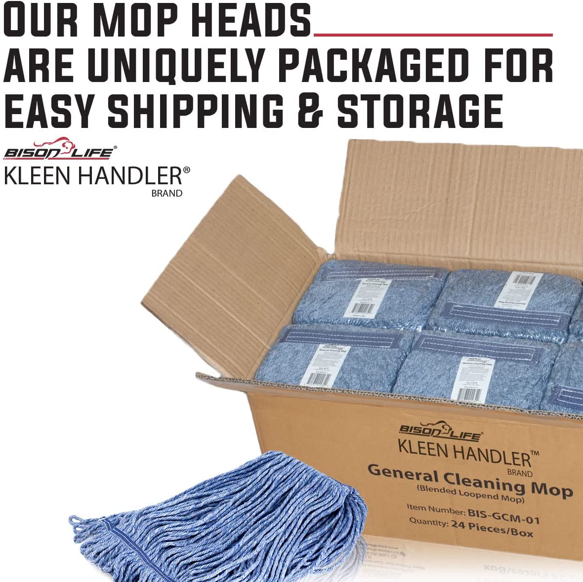 Heavy Duty Blue Cotton Flat Mop Head Replacement Pack