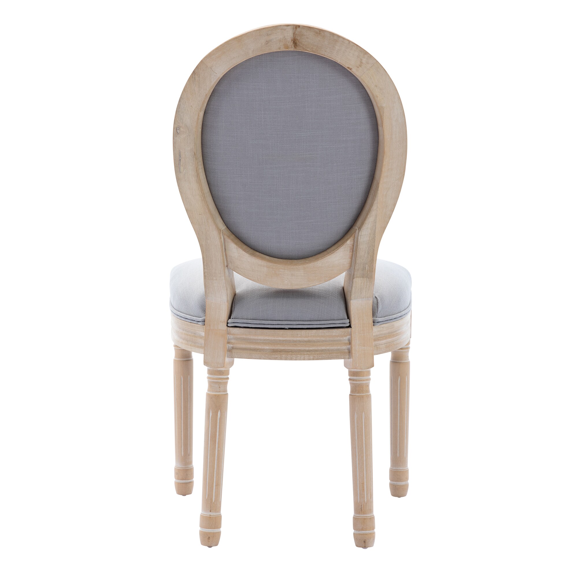 Home Craft Decor Louis French Antique Wood Tufted Oval Dining Chair Beige