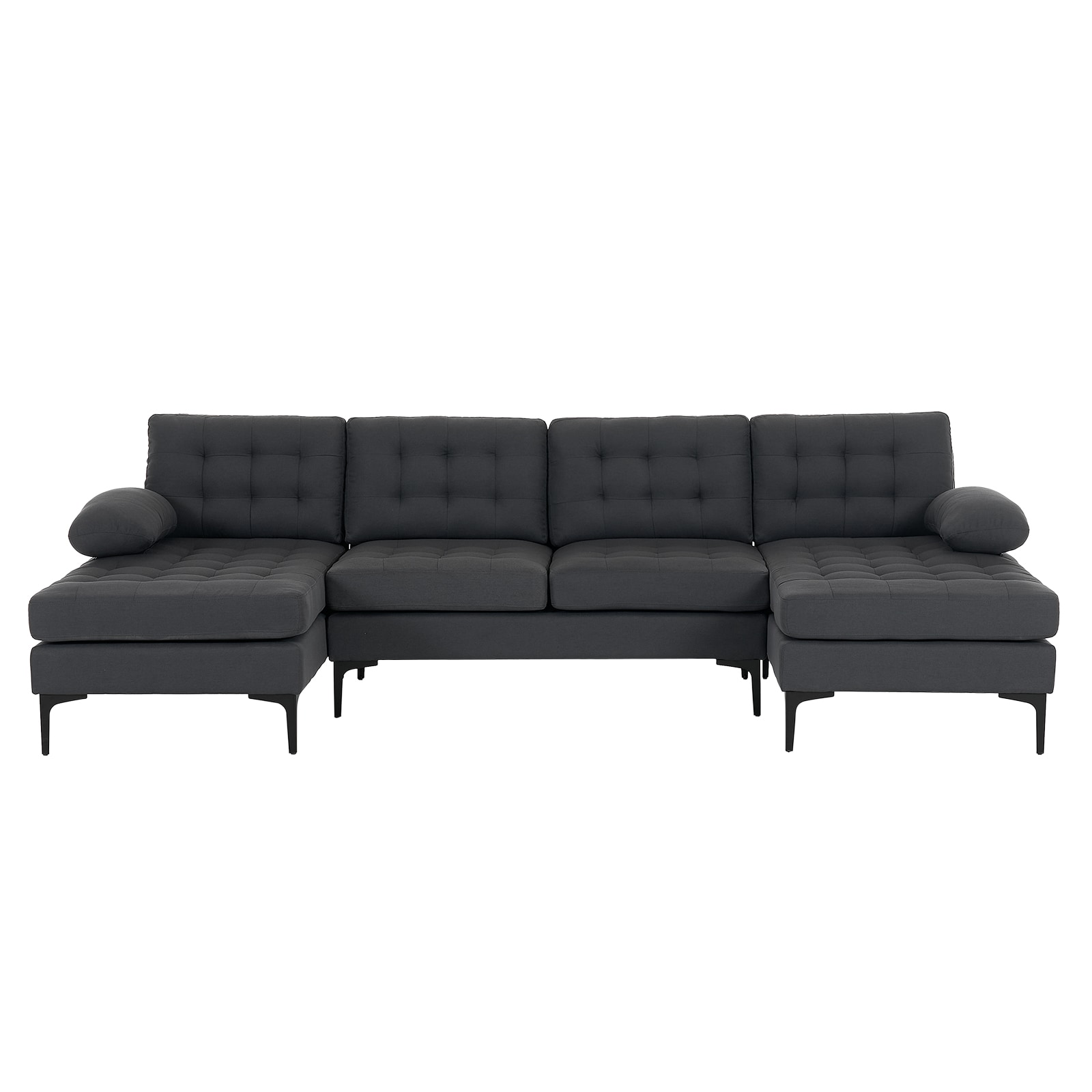 Outopee L1G52002222-65 110.2-in Modern Gray Linen Sectional