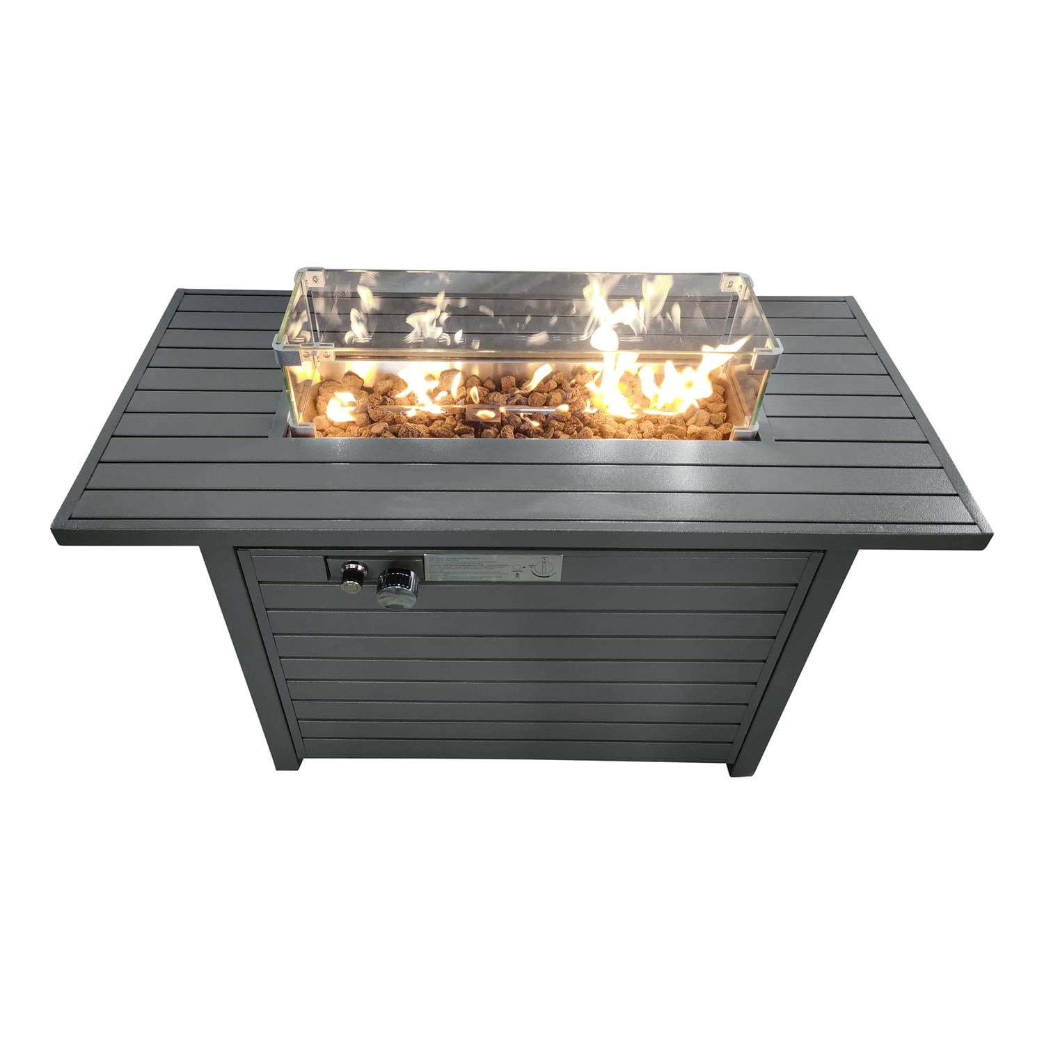 Mondawe MO-LS47937 42-in W Gray Portable Steel Rectangle Tabletop Liquid propane Fire pit table