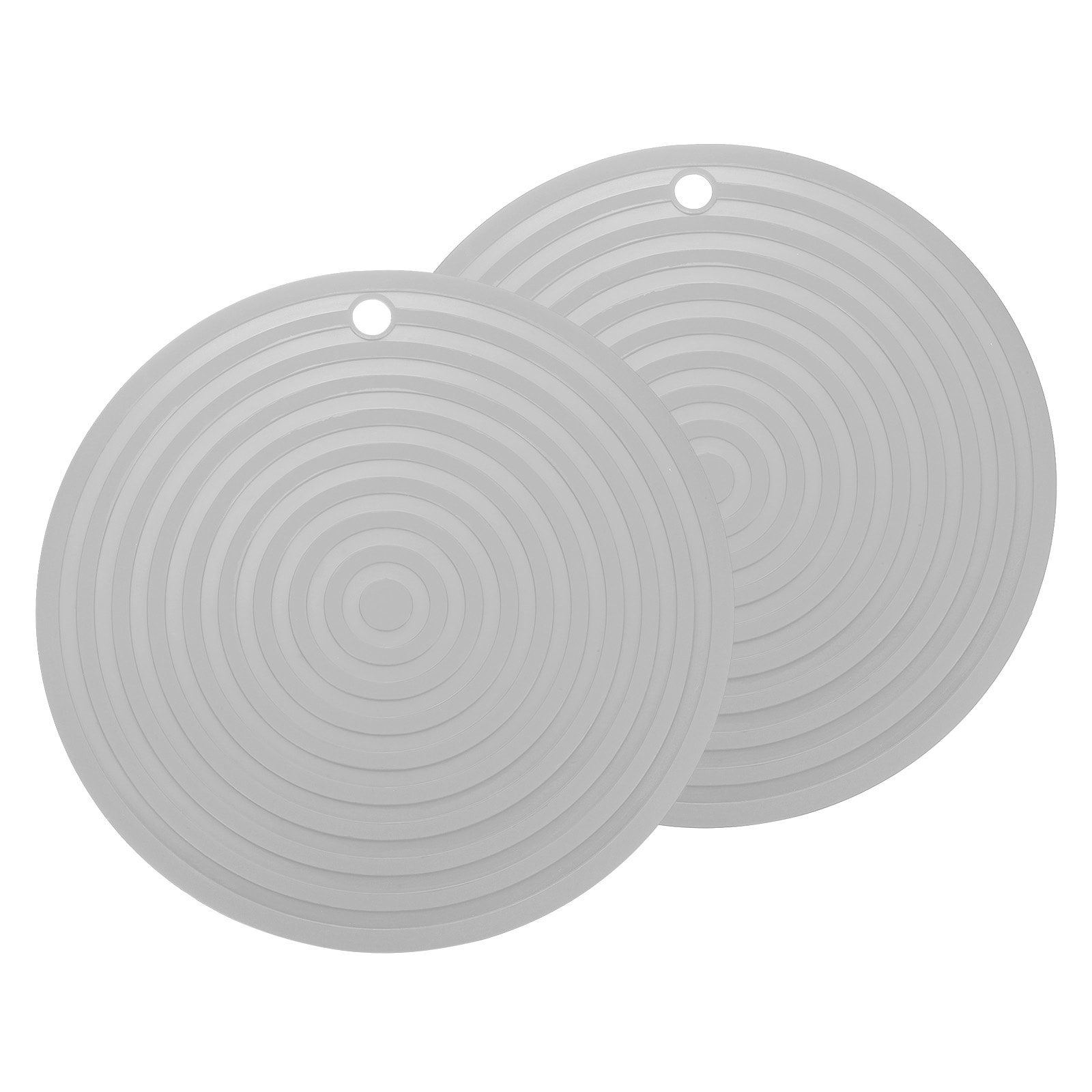 Unique Bargains 2pcs Silicone Trivets Mats for Hot Pots and Pans 9inch Round Hot Pot Holders Multi-Purpose Heat Resistant Trivet with Hang Hole for Pots and Hot Dish Countertops (Light Grey) #S26042401UX0360