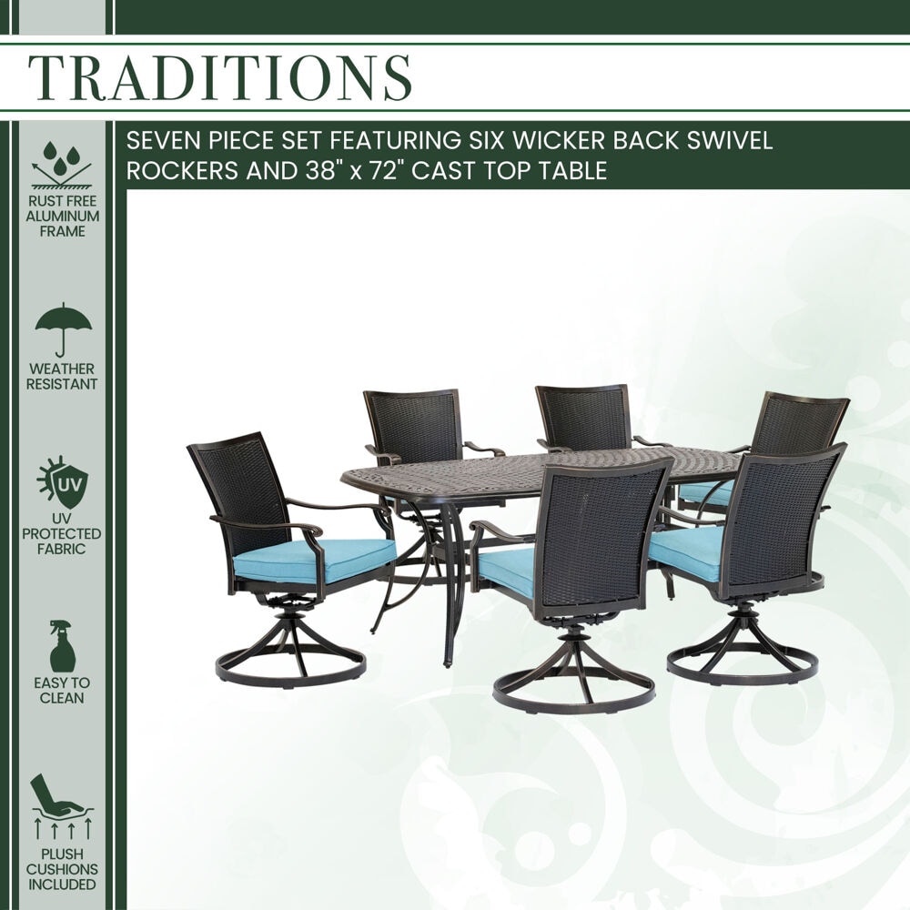 Hanover TRADDNWB7PCSWC-BLU Patio-Dining-Sets - View #2
