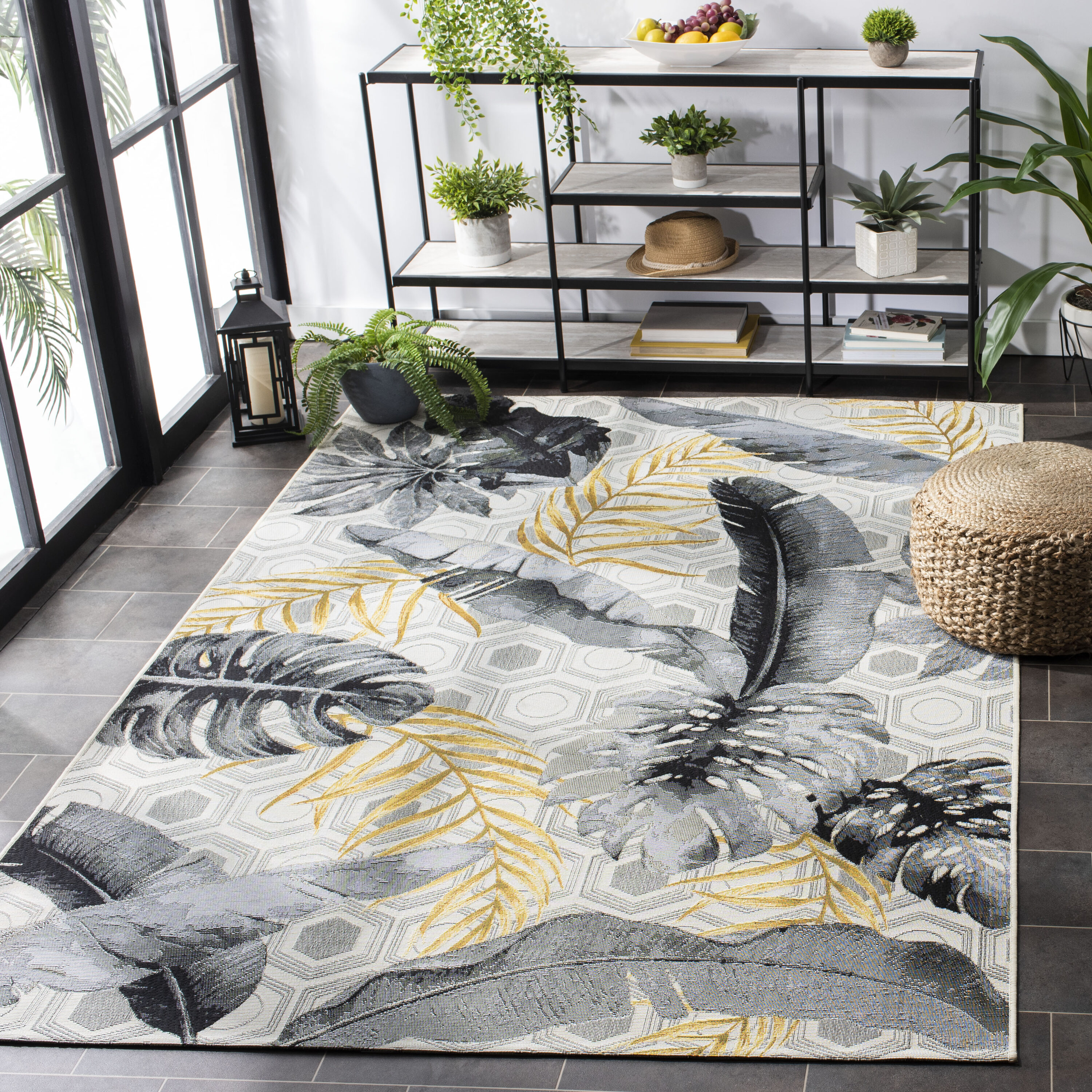 Barbados 524F Grey/Gold 4ft x 6ft Small Rectangle Rug